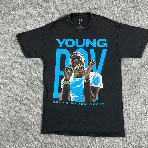YoungBoy T-Shirt Mens Size M Black Never Broke Again Graphic Rap Hip Hop Tee - Picture 2 of 8